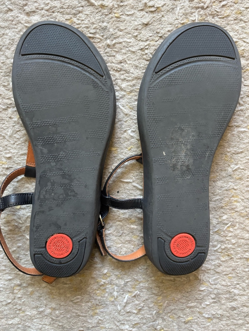 Fitflop Classic Black Thong Leather Women's Sandals Size 8 - Picture 2 of 5